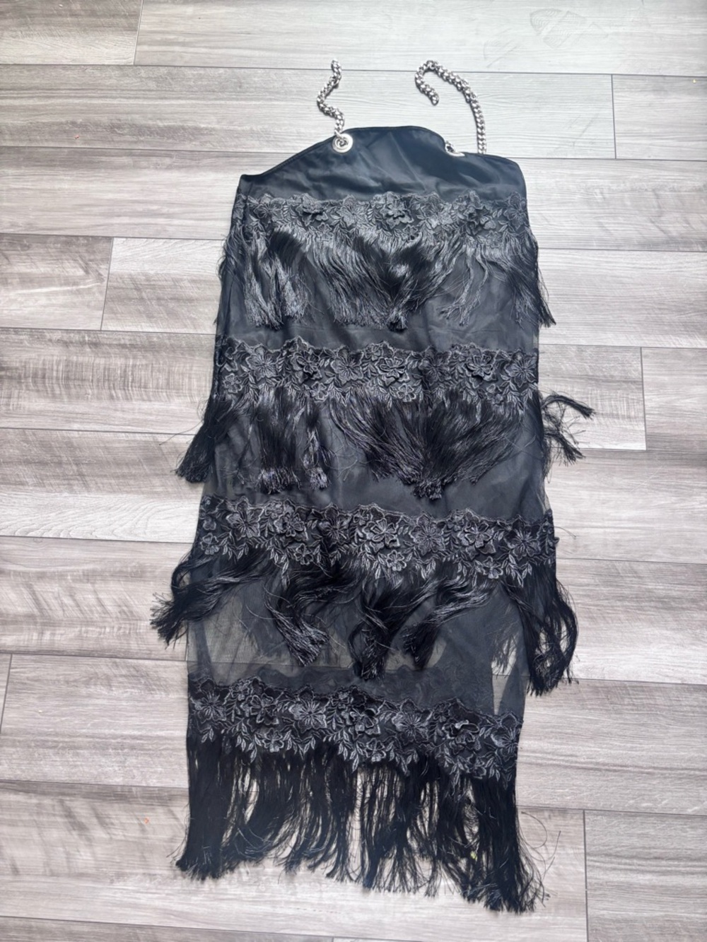 Dylanlex Dlex Tan Chain Strap Fringe Satin Midi Dress Women’s Size XXL NEW - Picture 5 of 10